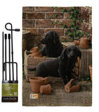 Black Lab Pups - Pets Nature Vertical Impressions Decorative Flags HG110007 Made In USA