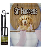 Sit Happens - Pets Nature Vertical Impressions Decorative Flags HG110008 Made In USA