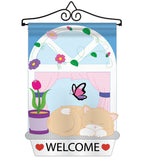 Welcome Kitty - Pets Nature Vertical Applique Decorative Flags HG110029