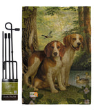 Beagles And Duck - Pets Nature Vertical Impressions Decorative Flags HG110068 Made In USA