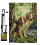 Beagles And Duck - Pets Nature Vertical Impressions Decorative Flags HG110068 Made In USA