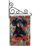 Dachsund In Tulips - Pets Nature Vertical Impressions Decorative Flags HG110080 Made In USA