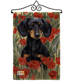 Dachsund In Tulips - Pets Nature Vertical Impressions Decorative Flags HG110080 Made In USA