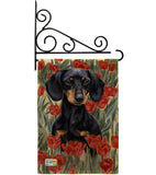Dachsund In Tulips - Pets Nature Vertical Impressions Decorative Flags HG110080 Made In USA