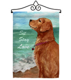 Golden Stay Love - Pets Nature Vertical Impressions Decorative Flags HG110084 Made In USA