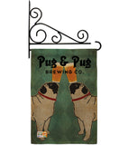 Pug and Pug Brewing - Pets Nature Vertical Impressions Decorative Flags HG110111 Made In USA