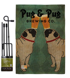 Pug and Pug Brewing - Pets Nature Vertical Impressions Decorative Flags HG110111 Made In USA