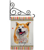 Akita Happiness - Pets Nature Vertical Impressions Decorative Flags HG110141 Made In USA