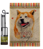 Akita Happiness - Pets Nature Vertical Impressions Decorative Flags HG110141 Made In USA