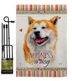 Akita Happiness - Pets Nature Vertical Impressions Decorative Flags HG110141 Made In USA