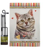 Gray American Short Hair Happiness - Pets Nature Vertical Impressions Decorative Flags HG110145 Made In USA