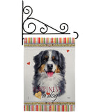 Bernese Mountain Happiness - Pets Nature Vertical Impressions Decorative Flags HG110153 Made In USA