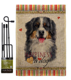 Bernese Mountain Happiness - Pets Nature Vertical Impressions Decorative Flags HG110153 Made In USA