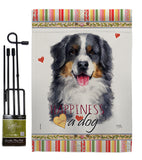 Bernese Mountain Happiness - Pets Nature Vertical Impressions Decorative Flags HG110153 Made In USA