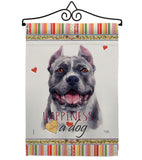 Black Pitbull Happiness - Pets Nature Vertical Impressions Decorative Flags HG110154 Made In USA