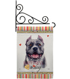 Black Pitbull Happiness - Pets Nature Vertical Impressions Decorative Flags HG110154 Made In USA