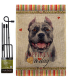 Black Pitbull Happiness - Pets Nature Vertical Impressions Decorative Flags HG110154 Made In USA