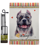 Black Pitbull Happiness - Pets Nature Vertical Impressions Decorative Flags HG110154 Made In USA