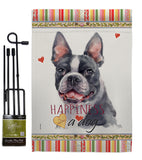 Boston Terrier Happiness - Pets Nature Vertical Impressions Decorative Flags HG110159 Made In USA