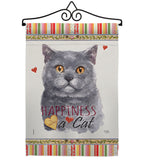 Blue British Short Hair Happiness - Pets Nature Vertical Impressions Decorative Flags HG110162 Made In USA