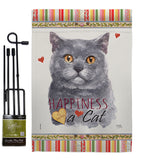 Blue British Short Hair Happiness - Pets Nature Vertical Impressions Decorative Flags HG110162 Made In USA