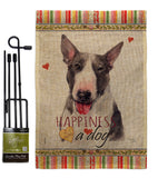 Bull Terrier Happiness - Pets Nature Vertical Impressions Decorative Flags HG110163 Made In USA