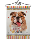 Bulldog Happiness - Pets Nature Vertical Impressions Decorative Flags HG110188 Made In USA