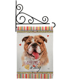 Bulldog Happiness - Pets Nature Vertical Impressions Decorative Flags HG110188 Made In USA