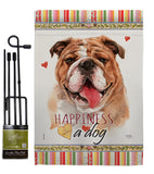 Bulldog Happiness - Pets Nature Vertical Impressions Decorative Flags HG110188 Made In USA