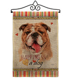 Bulldog Happiness - Pets Nature Vertical Impressions Decorative Flags HG110188 Made In USA