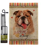 Bulldog Happiness - Pets Nature Vertical Impressions Decorative Flags HG110188 Made In USA