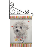 Maltese Happiness - Pets Nature Vertical Impressions Decorative Flags HG110194 Made In USA