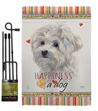 Maltese Happiness - Pets Nature Vertical Impressions Decorative Flags HG110194 Made In USA