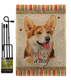 Pembroke Welsh Corgi Happiness - Pets Nature Vertical Impressions Decorative Flags HG110202 Made In USA