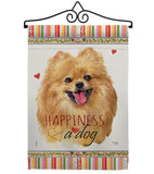 Pomeranian Happiness - Pets Nature Vertical Impressions Decorative Flags HG110206 Made In USA