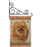 Pomeranian Happiness - Pets Nature Vertical Impressions Decorative Flags HG110206 Made In USA