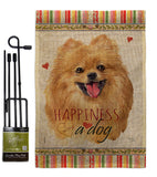 Pomeranian Happiness - Pets Nature Vertical Impressions Decorative Flags HG110206 Made In USA