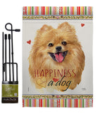 Pomeranian Happiness - Pets Nature Vertical Impressions Decorative Flags HG110206 Made In USA