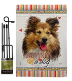 Shetland Sheepdog Happiness - Pets Nature Vertical Impressions Decorative Flags HG110216 Made In USA