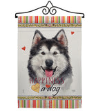 Siberian Husky Happiness - Pets Nature Vertical Impressions Decorative Flags HG110223 Made In USA