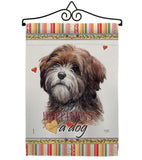 Brown Tibetan Terrier Happiness - Pets Nature Vertical Impressions Decorative Flags HG110229 Made In USA