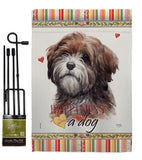 Brown Tibetan Terrier Happiness - Pets Nature Vertical Impressions Decorative Flags HG110229 Made In USA