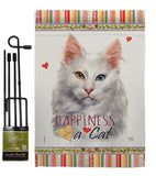 Turkish Angora Happiness - Pets Nature Vertical Impressions Decorative Flags HG110230 Made In USA