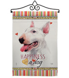 White Bull Terrier Happiness - Pets Nature Vertical Impressions Decorative Flags HG110233 Made In USA