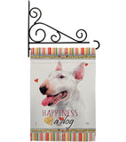 White Bull Terrier Happiness - Pets Nature Vertical Impressions Decorative Flags HG110233 Made In USA