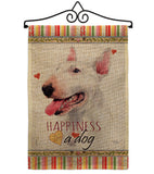 White Bull Terrier Happiness - Pets Nature Vertical Impressions Decorative Flags HG110233 Made In USA