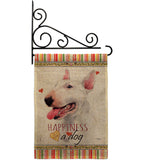 White Bull Terrier Happiness - Pets Nature Vertical Impressions Decorative Flags HG110233 Made In USA