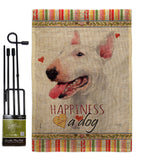 White Bull Terrier Happiness - Pets Nature Vertical Impressions Decorative Flags HG110233 Made In USA