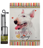 White Bull Terrier Happiness - Pets Nature Vertical Impressions Decorative Flags HG110233 Made In USA