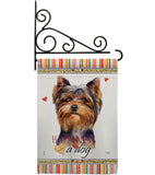 Torkshire Terrier Happiness - Pets Nature Vertical Impressions Decorative Flags HG110234 Made In USA